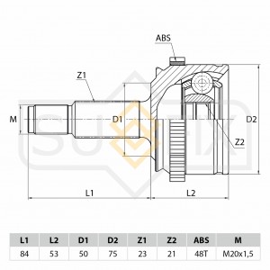ШРУС наружный ЛАДА Vesta SUFIX ST1081 SUFIX