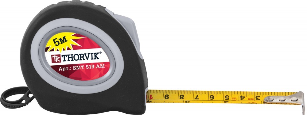 рулетка с магн. захватом и автостопом! в обрезиненном корпусе, 5 м\ SMT519AM THORVIK