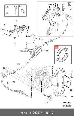 Колодки тормозные VOLVO XC90 (02-14) стояночного тормоза (4шт.) OE 31262874 VOLVO