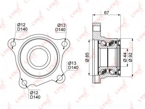 Подшипник ступицы задний R (с ABS) подходит для TOYOTA Land Cruiser Prado(J120/1 WB-1030 LYNXAUTO