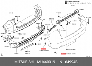 Гайка MITSUBISHI бампера переднего ОЕ MU440019 MITSUBISHI