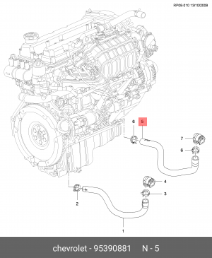 Патрубок CHEVROLET Cruze (J300) (1.6) отопителя (подачи) OE 95390881 GENERAL MOTORS