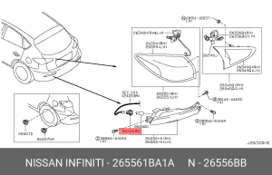 265561BA1A ПРОВОДКА ФАРЫ 26556-1BA1A NISSAN