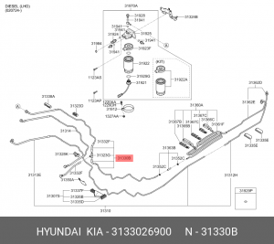 Трубка топливной системы Hyundai Santa Fe 3133026900 HYUNDAI KIA