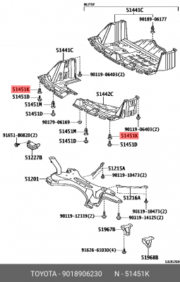 клипса!\ Toyota Corolla/Yaris 12-15 90189-06230 TOYOTA