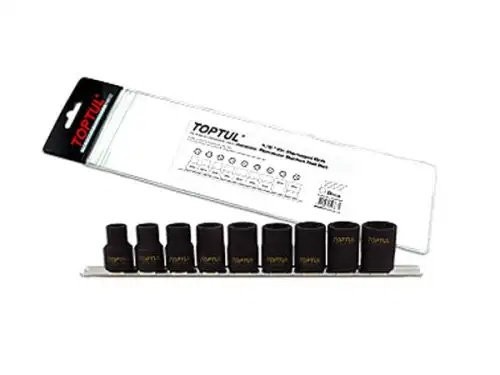 НАБОР ГОЛОВОК 1/2' 10-19ММ ДЛЯ СОРВ. ГРАНЕЙ 9ПРЕДМ. НА ПОДВЕСЕ TOPTUL (GAAG0903) GAAG0903 TOPTUL