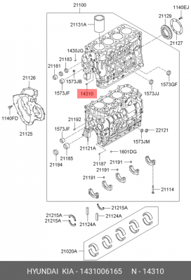Штифт HYUNDAI HD65,72,78,County блока цилиндров OE 1431006165 HYUNDAI KIA