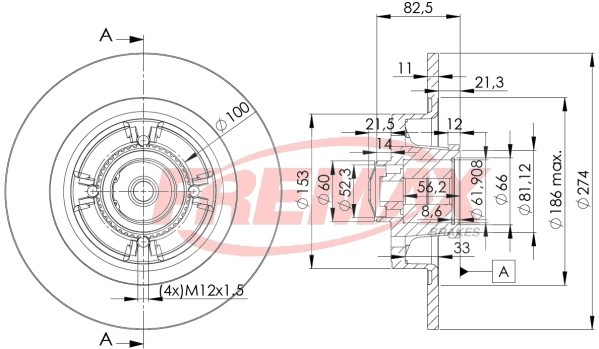 диск тормозной передний!\ Volvo S60/S80/V60/V70/XC70 1.6-4.4/1.6-2.4D 06> BD1181 FREMAX