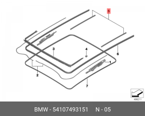Комплект уплотнителей стекла 54107493151 54 10 7 493 151 BMW