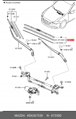 ЩЁТКА СО ПЕРЕДНЯЯ ЛЕВАЯ  KD6267330 KD6267330 MAZDA