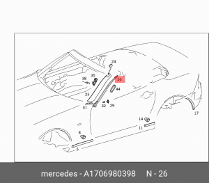 1706980398 УПЛОТНЕНИЕ СТОЙКИ КУЗОВА A 170 698 03 98 MERCEDES BENZ