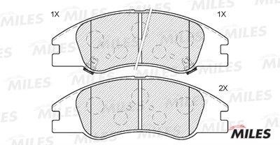 Колодки тормозные передние (без датчика) (Смесь Semi-Metallic) (KIA CERATO (LD), E100142 MILES