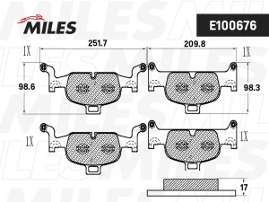 Колодки тормозные передние (Смесь Semi-Metallic) AUDI A4 15-/A5/Q5 16- (TRW GDB2 E100676 MILES
