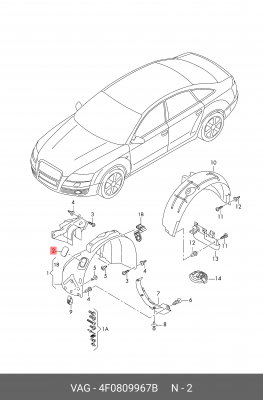 заглушка подкрылка передняя!\ Audi A6 04-11 4F0 809 967 B VAG