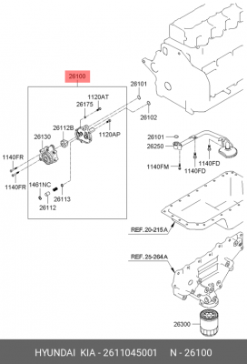Насос масляный HYUNDAI HD65,72,78,County дв.D4DB С/О OE 2611045001 HYUNDAI KIA