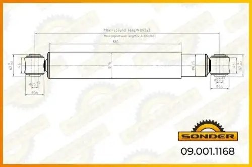 Амортизатор 538-894 d20x62/d20x62 090011168 SONDER