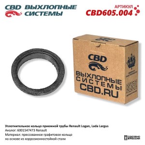 Прокладка RENAULT Logan (04-) трубы приемной глушителя CBD CBD605.004 CBD