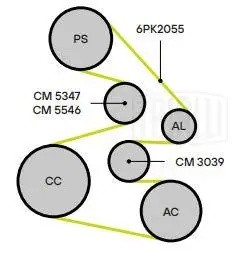 Ролик привод. ремня Hyundai Santa Fe (06-) 2.7i (только ролик натяж.) (CM 5546) CM 5546 TRIALLI