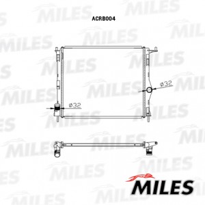 Радиатор (паяный) RENAULT DUSTER/LOGAN/SANDERO/ LADA LARGUS 1.2-1.6/1.5D -A/C 09 ACRB004 MILES