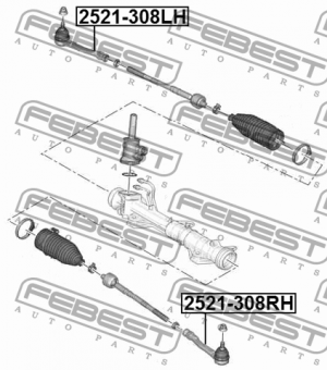Наконечник рулевой правый PEUGEOT 308 2007- 2521-308RH 2521-308RH FEBEST