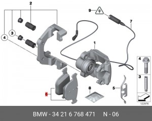 Колодки тормозные BMW 5 (E60),7 (E65),X5 (E70),X6 (E71) задние (4шт.) OE 34 21 6 768 471 BMW