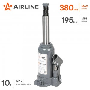Домкрат 10,0т бутылочный 195-380 мм /AIRLINE/ AJ-B-10S AIRLINE