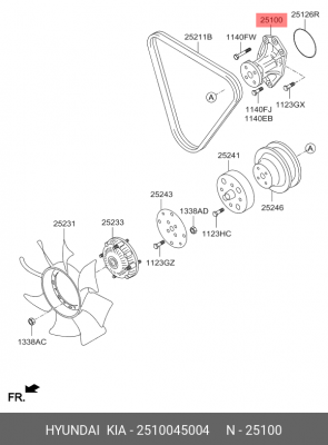 Насос водяной HYUNDAI HD65,72,78,County дв.D4DB,D4DD OE 2510045004 HYUNDAI KIA