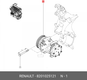 Компрессор RENAULT Megane кондиционера OE 8201025121 RENAULT