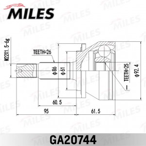 ШРУС наружный TOYOTA COROLLA 2013- GA20744 GA20744 MILES