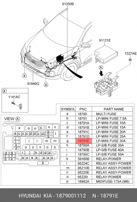 Предохранитель 30A HYUNDAI KIA OE 1879001112 HYUNDAI KIA