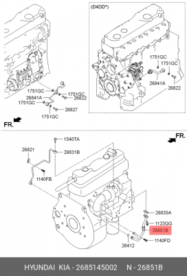 трубка масляная турбокомпрессора!(м) обратная \HYUNDAI HD78 D4DD 2685145002 HYUNDAI