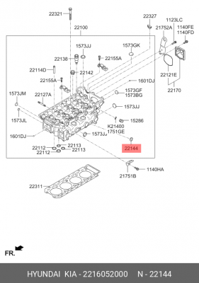 Кольцо уплотнительное HYUNDAI HD65,78,120 дв.D4GA,D6GA ГБЦ (19.5х30х10.2) OE 2216052000 HYUNDAI KIA