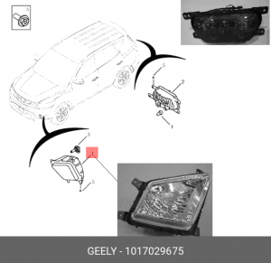 Фара противотуманная левая 1017029675 1017029675 GEELY