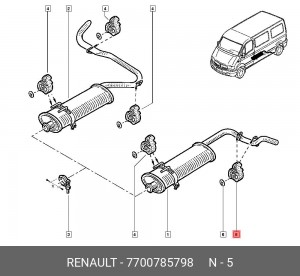 Резинка глушителя 7700785798 7700785798 RENAULT