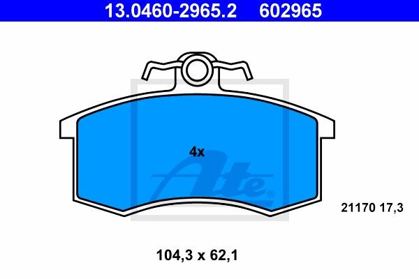 13.0460-2965.2 221 00=FO474381=FDB527=571346B !колодки дисковые п.\ LADA 2108-21 13.0460-2965.2 ATE