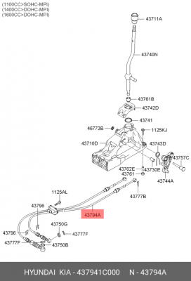 Трос КПП HYUNDAI Getz OE 437941C000 HYUNDAI KIA