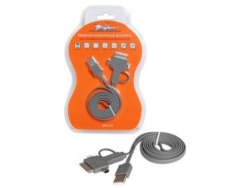 кабель универсальный ! 4 в 1, miniUSB/microUSB/Lightning/30-pin \ ACH-4-13 AIRLINE