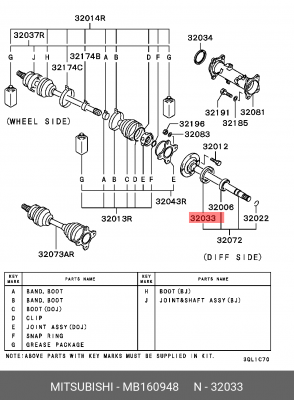 Сальник переднего моста MITSUBISHI MB160948 MB160948 MITSUBISHI