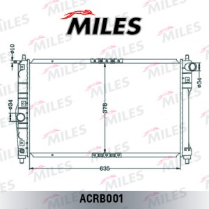 Радиатор CHEVROLET LANOS 97- 1.5/1.6 MT/ ZAZ CHANCE 09- 1.3 (для а/м с A/C) паян ACRB001 MILES