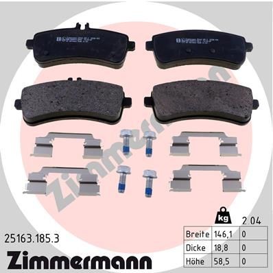колодки дисковые !задн. 146x58x19 \ MB W222/С217 4.7/6.0i 13> 251631853 ZIMMERMANN
