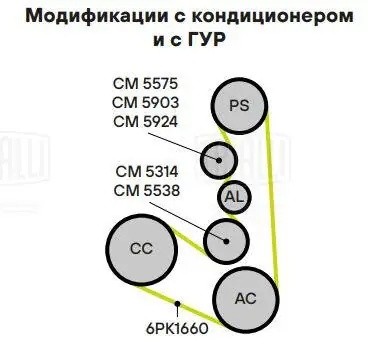 Ролик приводного ремня (только ролик натяжной) А/С+ c ГУР CM 5538 TRIALLI