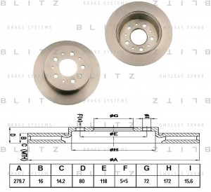 Диск тормозной задний CITROEN Jumper 06-FIAT Ducato 06-PEUGEOT Boxer 06- BS0264 BS0264 BLITZ