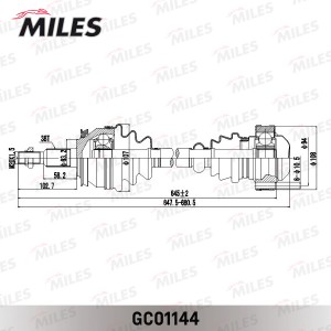 Привод в сборе передний левый VW T5 1.9TDI-2.0 03- (GKN 304499) GC01144 GC01144 MILES