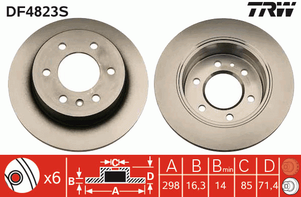 Диск тормозной VW Crafter (06-) MERCEDES Sprinter (06-) задний (1шт.) TRW DF4823S TRW