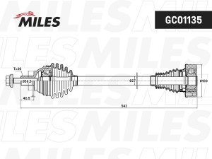 Привод левый в сборе SKODA Octavia A7 1.6 (110 лс) МТ GC01135 GC01135 MILES
