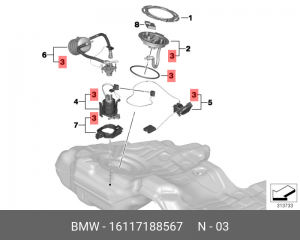 Кольцо уплотнительное BMW 1 (F20) двигателя OE 16 11 7 188 567 BMW