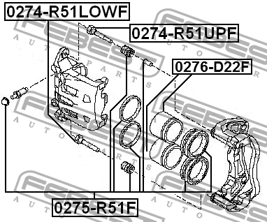 Втулка направляющая суппорта передн нижняя NISSAN PATHFINDER 05-14 0274-R51LOWF 0274-R51LOWF FEBEST