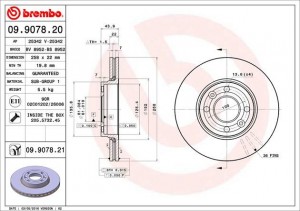 Диск тормозной Lada X-Ray Brembo Painted Disc OE 7701210081 09.9078.21 09.9078.21 BREMBO