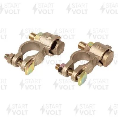 Клеммы АКБ в комплекте латунь, 8мм болт и гайка для проводов до 35мм кв.(SBT 023 SBT023 START VOLT