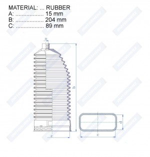 Пыльник рулевой рейки !RUBBER 15x204x89 \RUBBER (15 204 89) MB (L) RDZ0376MG MOTORHERZ